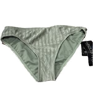 California Waves Sage Metallic Ribbed Hipster Bikini Swim Bottom, Us X-Small